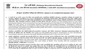 RPF Constable Result 2025 OUT